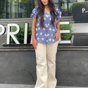 Off White High-Rise Bootcut Jeans